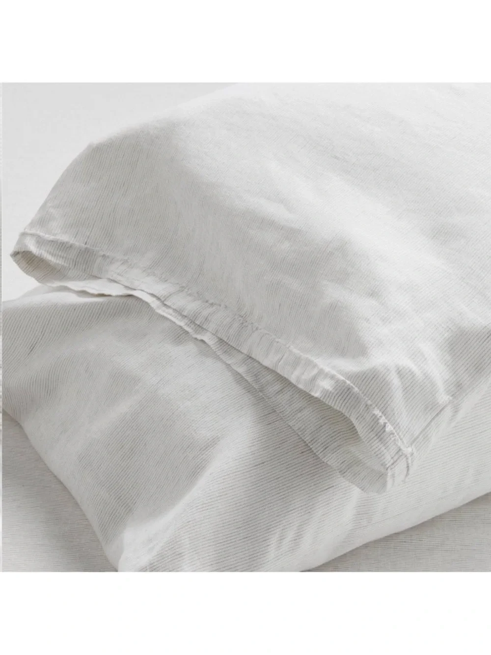 NWT King 100% Linen Sheet Set Dark Gray Micro Stripe - Casaluna